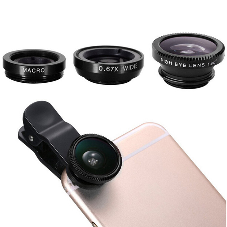 Mini 3 in 1 mobile Phone zoom Lens Super Fisheye camera Wide Angle Macro Lens for smartphone