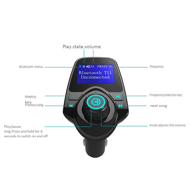 Wireless BT Car Kit Hands free  FM Transmitter LCD MP3 Player A2DP Dual USB Charger Car Accessories