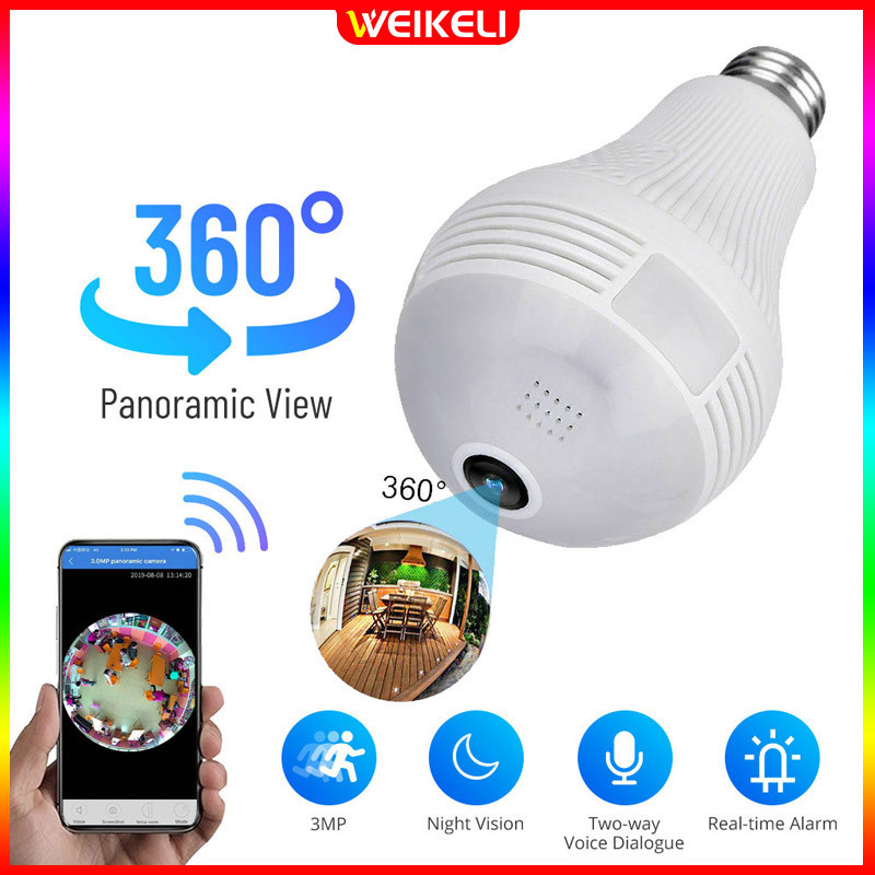 New 4k Wireless Fisheye Bulb Camera 960p 360 Degree Panoramic Security Bulb Wifi Camera