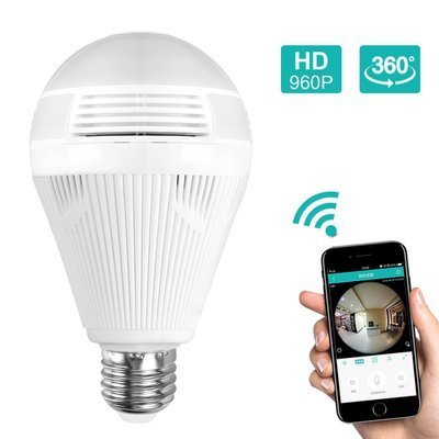 New 4k Wireless Fisheye Bulb Camera 960p 360 Degree Panoramic Security Bulb Wifi Camera