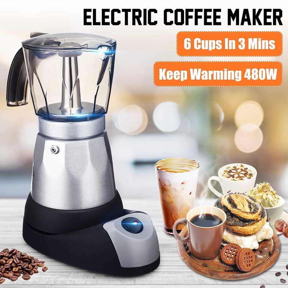 Stainless Steel Coffee Maker Pot Percolators Electric Moka Pot Kettle Coffee Brewer Portable Office Coffee Maker