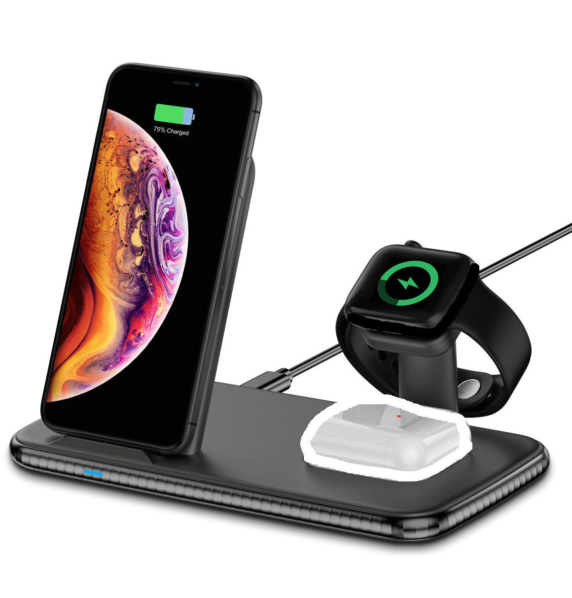 4 in 1 15W QI Wireless Charging Station Pad Dock Stand Holder Mobile Fast Wireless Charger For Phone Watch Earphones