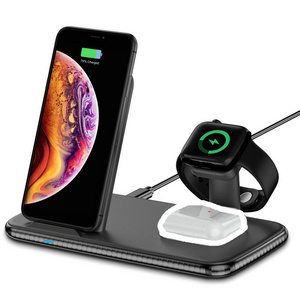 4 in 1 15W QI Wireless Charging Station Pad Dock Stand Holder Mobile Fast Wireless Charger For Phone Watch Earphones