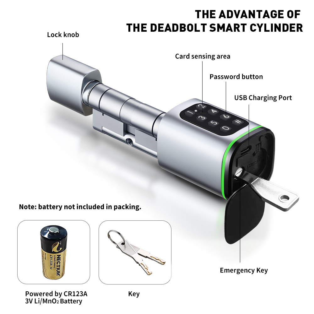 SMARTEK S1K TUYA App Passcode RFID IC Card KEY TTLOCK Door Smart Cylinder Lock For Replacing Old Mechanical Cylinder