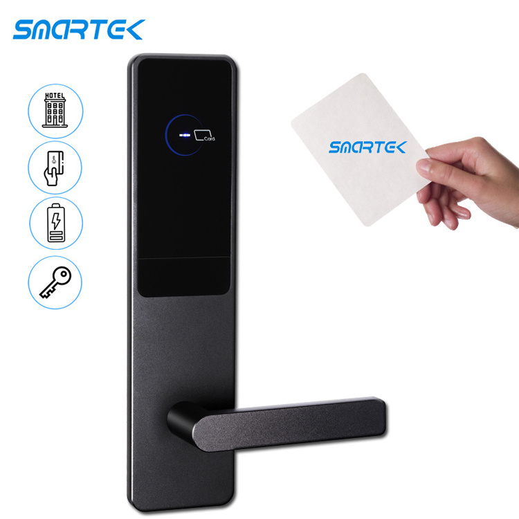 Smartek E901R  Aluminum Alloy Keyless Entry 6V Battery Offline Smart Hotel Door Lock System RFID Hotel Lock for Hotel