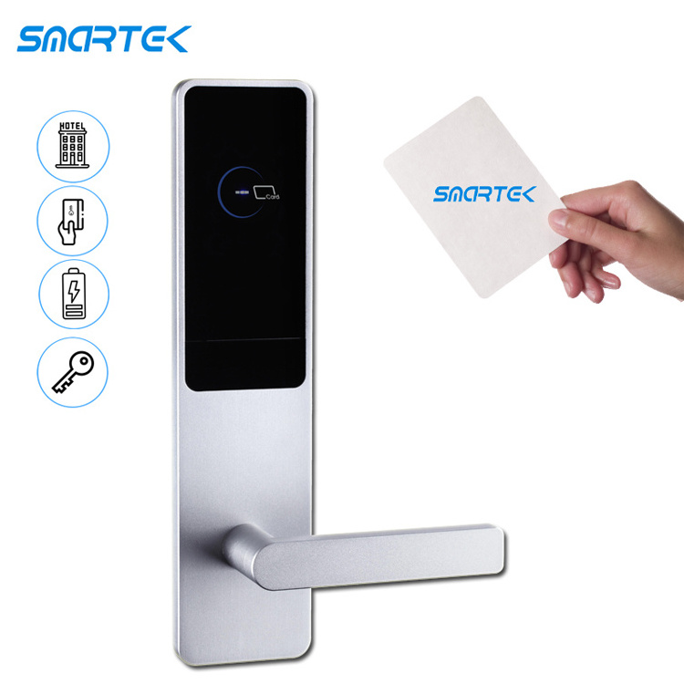 Smartek E901R  Aluminum Alloy Keyless Entry 6V Battery Offline Smart Hotel Door Lock System RFID Hotel Lock for Hotel