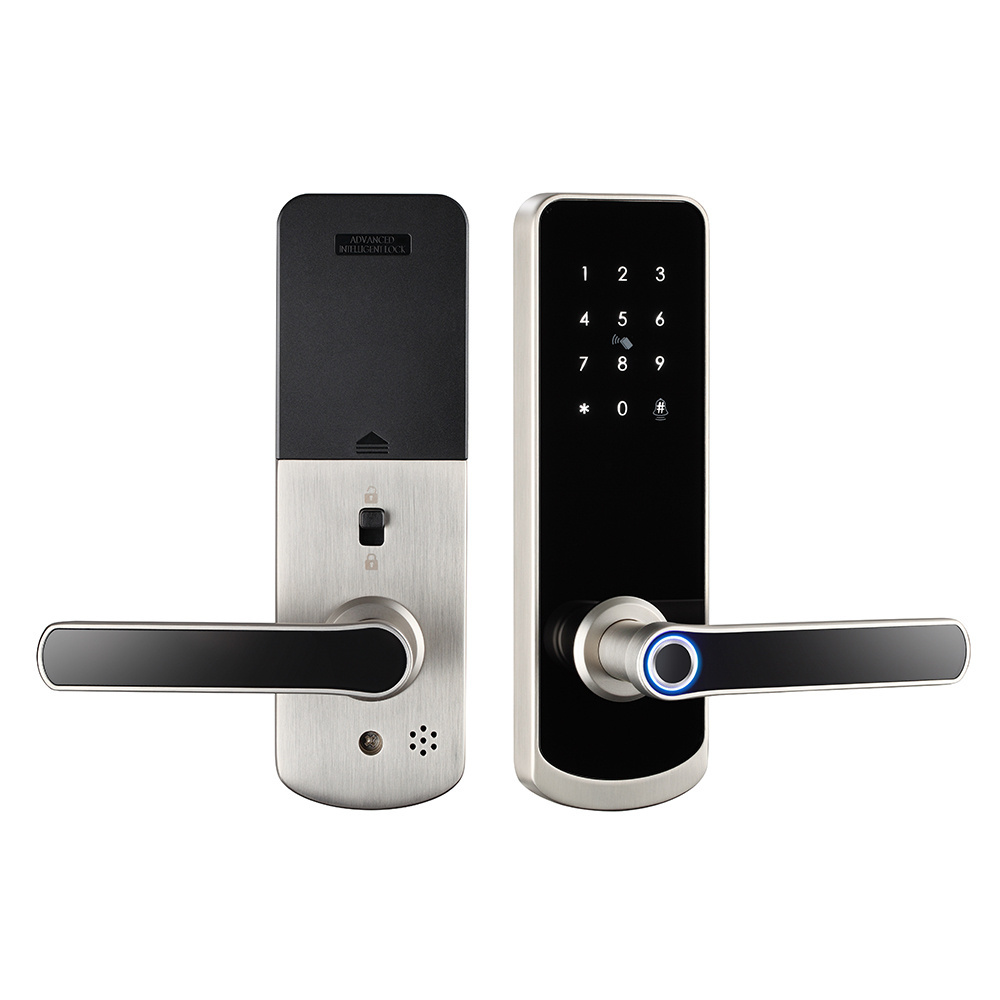 Door handle wireless biometric fingerprint digital electronic cylinder wifi smart tuya access control gate door tt smart locks