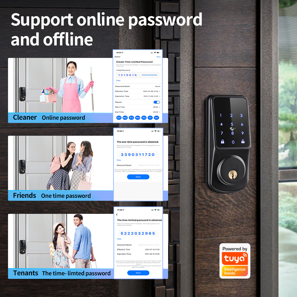 2023 Tuya Wifi Front Door Outdoor TTlock APP Touchpad Electronic Keyless Entry Locks Remote Control Deadbolt Smart Lock