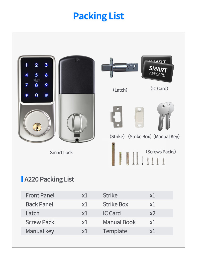 Portugal popular Door sensor optional smartek smart deadbolt lock