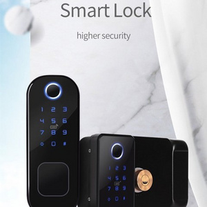 Double Side Fingerprint Keypad ttlock App Smart Lock Digital Touchscreen High Security Glass Wood Metal Door Lock