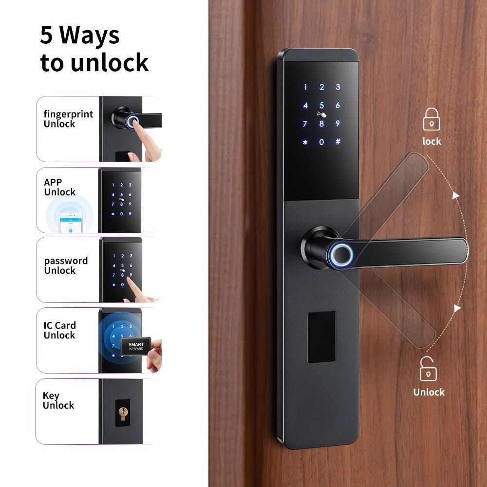 Strongest mortise 6068 pure brass cylinder gateway G3 fingerprint passcode ttlock digital door lock