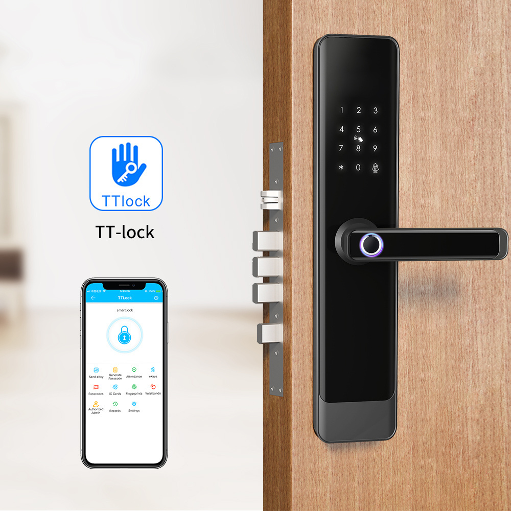 6068 stainless steel mortise home entry gate fingerprint ttlock smart electric lock app door lock