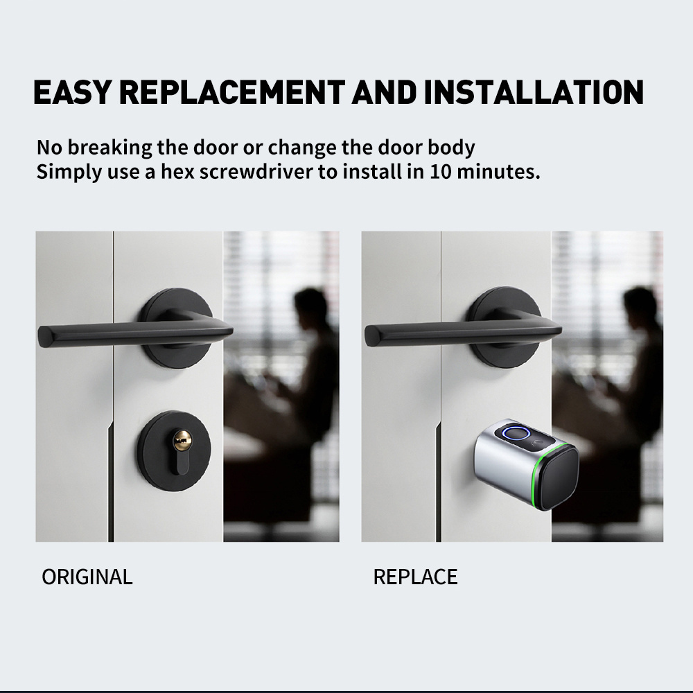 Smartek 60mm to 120mm length tuya Apartment waterproof Fingerprint Lock mortise brass german Smart Cylinder Key Lock