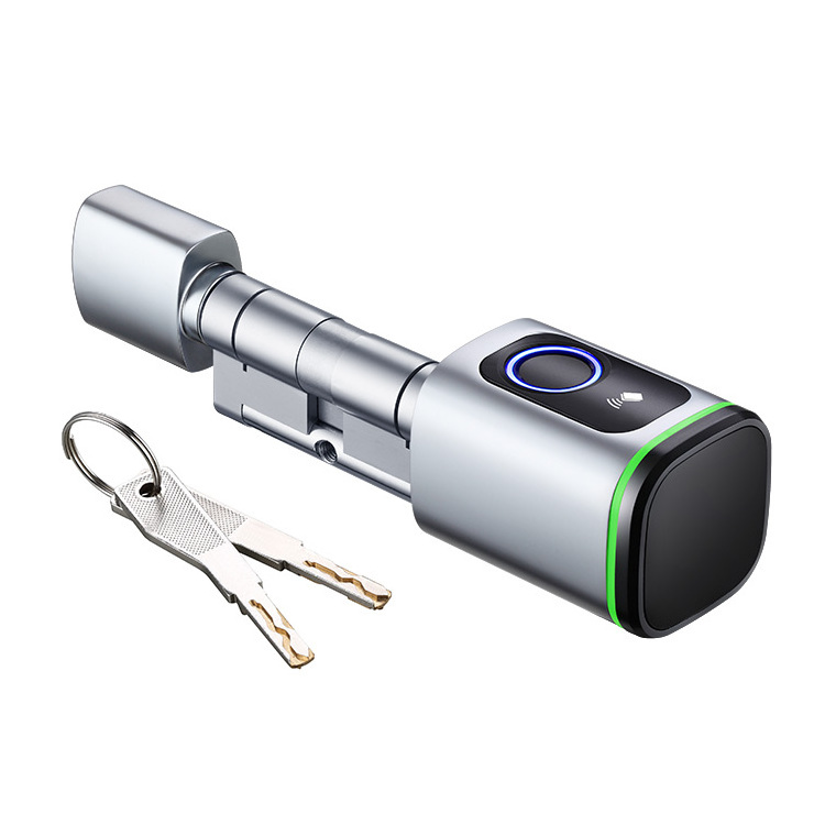 TUYA APP KEY Digital Biometric Fingerprint Cylinder Lock with IC Card Mechanical Key Smart Cylinder Lock