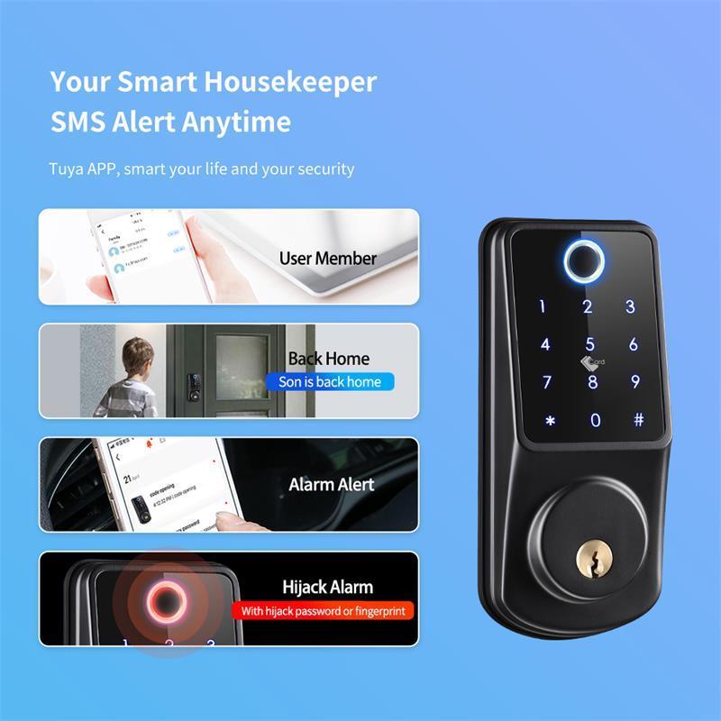 Smartek Aluminium Silver Customize Bathroom Smart Lock Door Card Reader Key Apartment Intelligent Fingerprint Deadbolt Door Lock