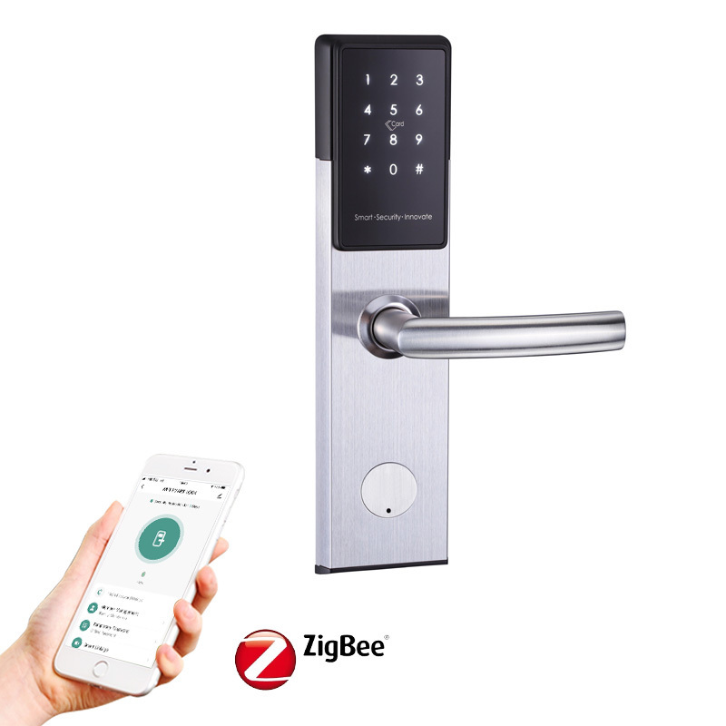 Waterproof 7098 ANSI mortise stainless steel panel material remote control zigbee gateway needed tuya smart zigbee door lock