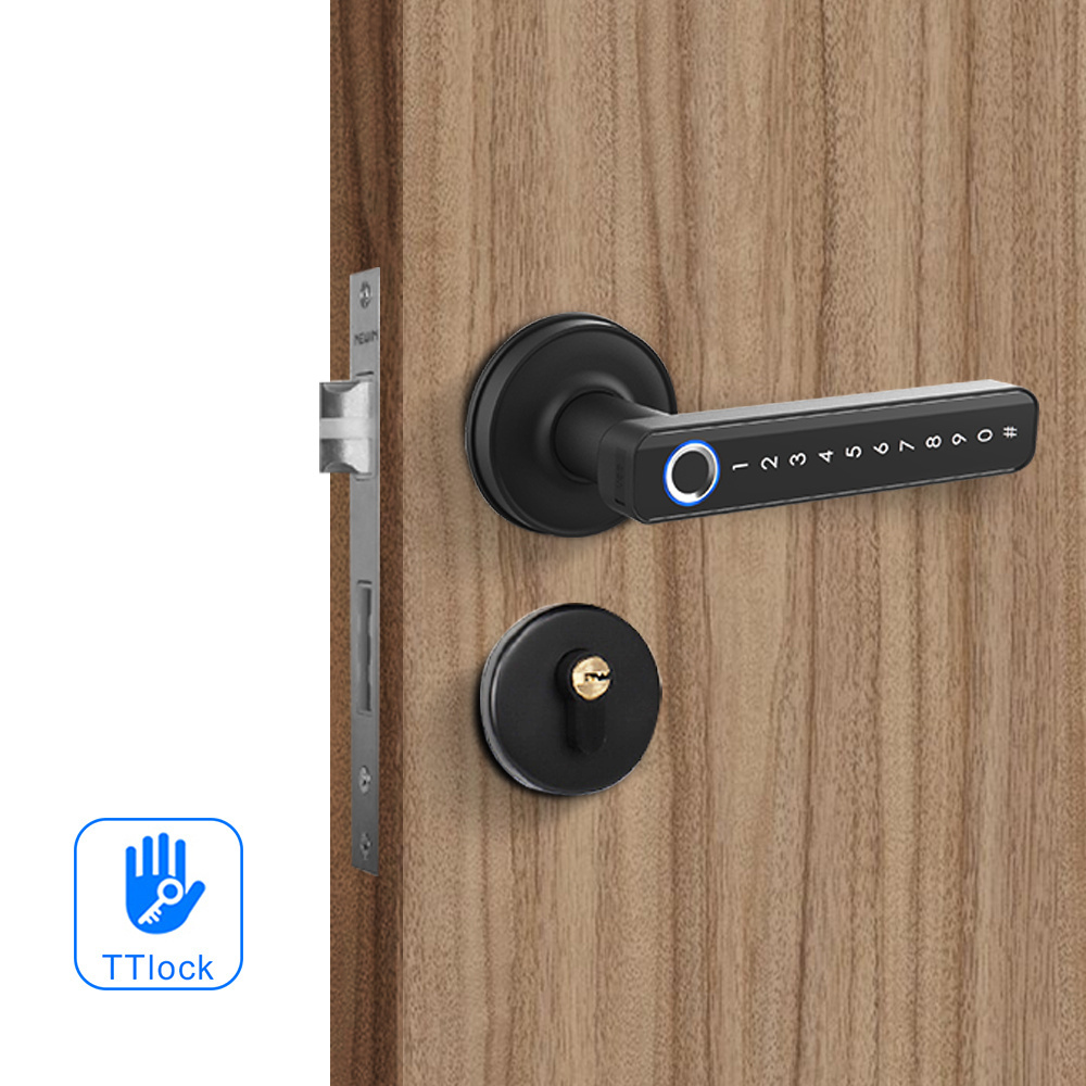 Front gate aluminum alloy single latch door handle with keys secure room digital smart door lock fingerprint window handle lock