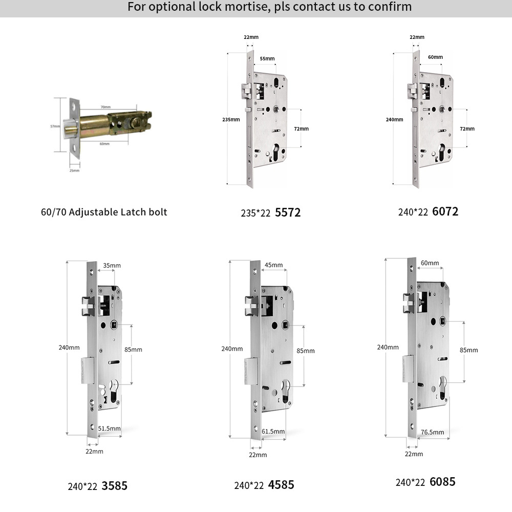 Front gate aluminum alloy single latch door handle with keys secure room digital smart door lock fingerprint window handle lock