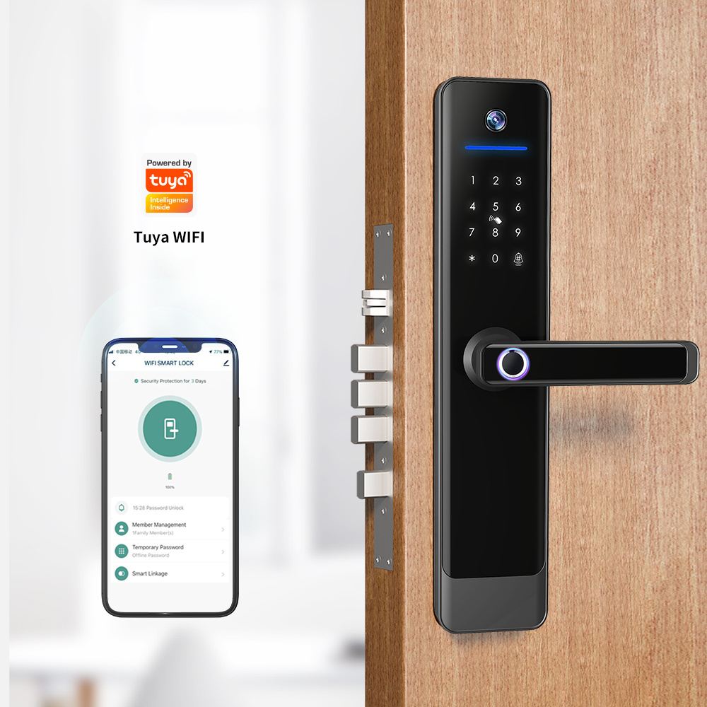 SMARTEK 2023 New Design Smart Home Safety Cat Eyes Camera View Tuya Fingerprint Digital Door Lock