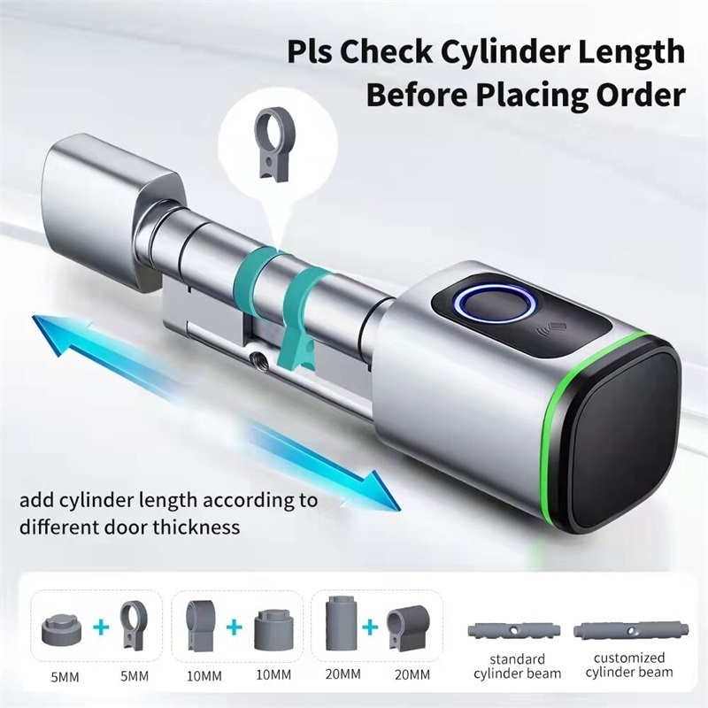 TUYA Smart Cylinder Lock Replacement Old Lock  Digital Biometric Fingerprint Lock with IC Card