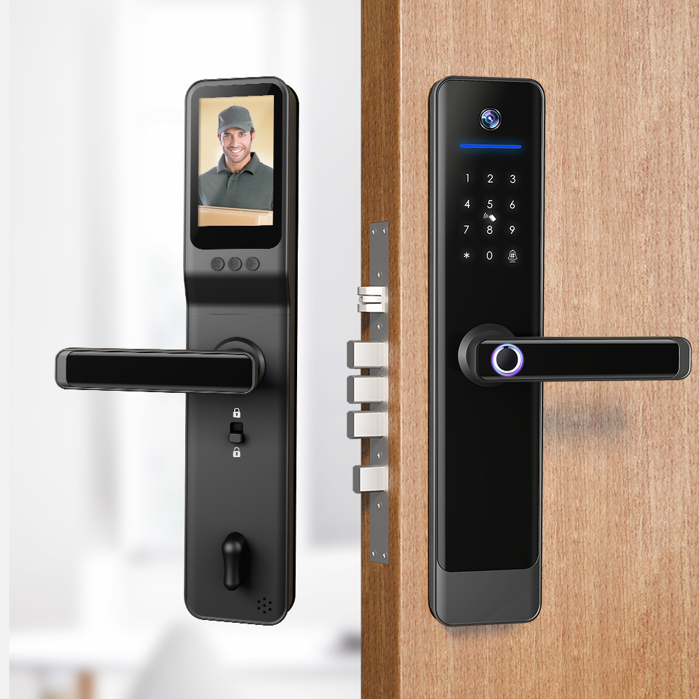 Smartek E908FP Camera 6068 6085 Keyless Entry Fingerprint Code RFID Card Key Lock App Digital Tuya Intercom Video Smart Lock