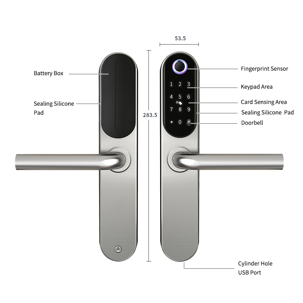 2023 Newest Smart K710F IP65 Keyless Fingerprint Code Keypad Electronic Waterproof Mortise BLE TTLock Door Lock for Home Airbnb