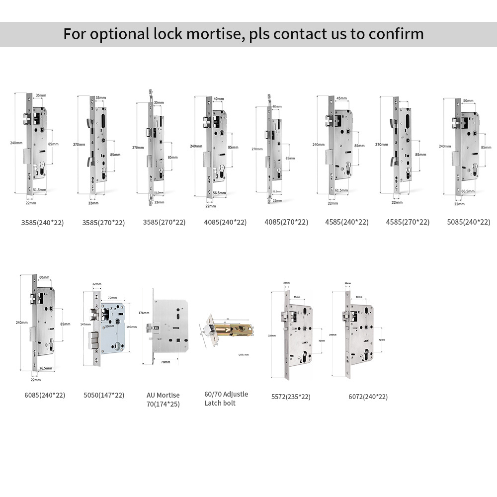 2023 Newest Smart K710F IP65 Keyless Fingerprint Code Keypad Electronic Waterproof Mortise BLE TTLock Door Lock for Home Airbnb