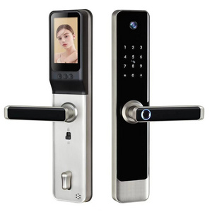 Poland screen type 6085 mortise waterproof tuya face recognition smart lock front door with camera