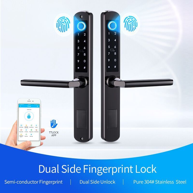 IP64 Easy storage newest battery box dual side security Aluminum double sided fingerprint sliding door lock