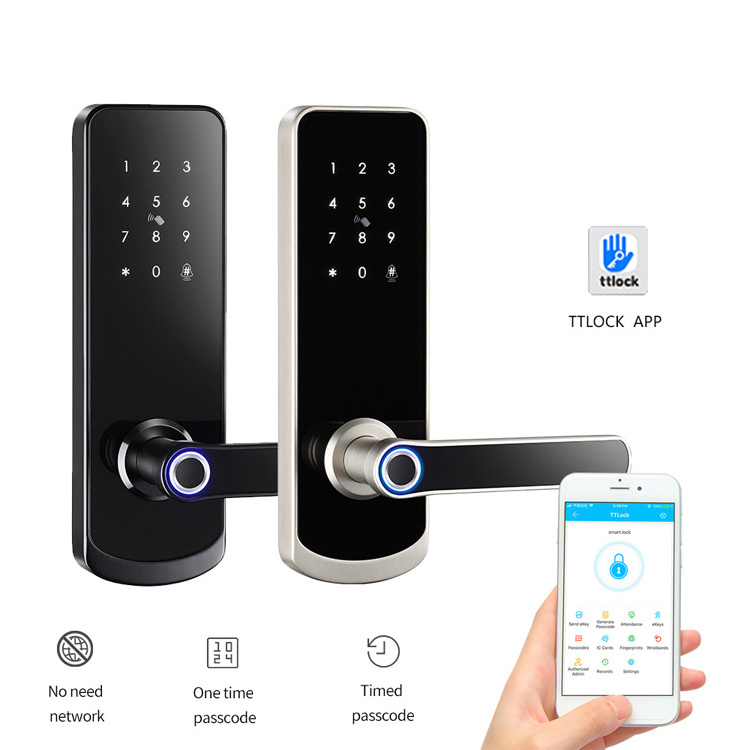 Smartek Keypad Wireless Digital Keyless Entry Fingerprint Password Card Door Handle Lock App Electronic TTLock Smart Door Lock