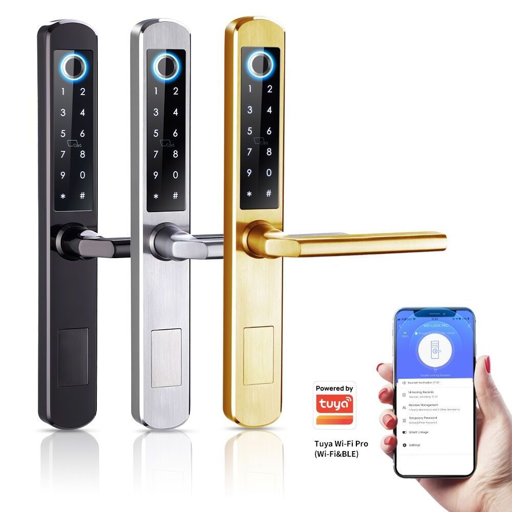 Competitive price electric keyless password digital wifi lever handle fingerprint smart door lock