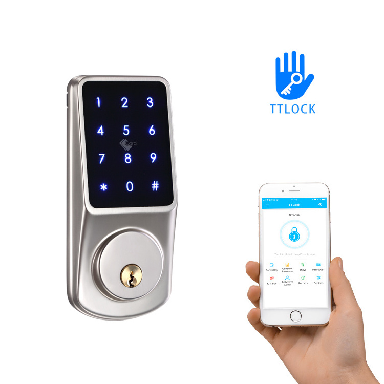 2023 Auto Locking Waterproof TTlock Tuya APP Digital Touchpad Password Card Keyless Entry Home Door Locks Deadbolt WIFI Lock