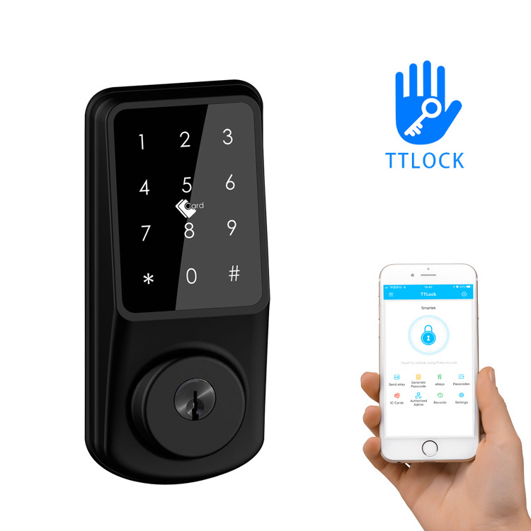 2023 Auto Locking Waterproof TTlock Tuya APP Digital Touchpad Password Card Keyless Entry Home Door Locks Deadbolt WIFI Lock