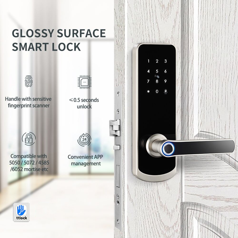 Smartek Keypad Wireless Digital Keyless Entry Fingerprint Password Card Door Handle Lock App TTLock Cerraduras Para Puertas