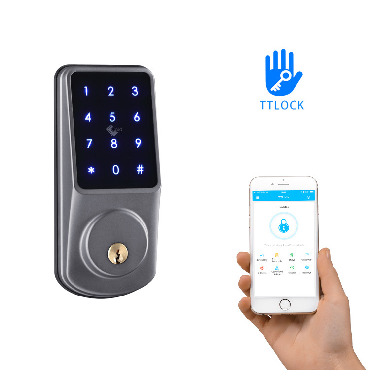 2023 Auto Locking Waterproof TTlock Tuya APP Digital Touchpad Password Card Keyless Entry Home Door Locks Deadbolt WIFI Lock