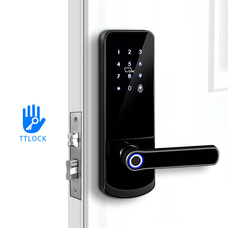 Smartek Keypad Wireless Digital Keyless Entry Fingerprint Password Card Door Handle Lock App TTLock Cerraduras Para Puertas