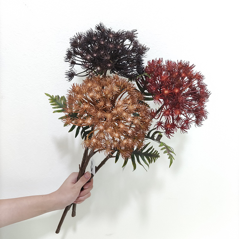 New Autumn Series Silk Artificial Flowers Faux Dandelion Pom Pom Star Artificial Plants & Greenery