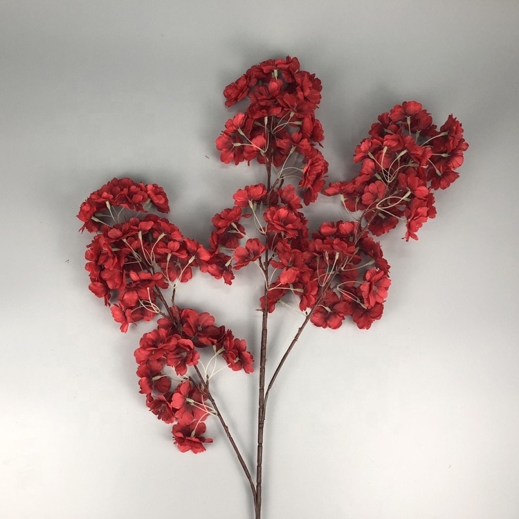 China silk vision flowers artificial encrypt cherry blossom wedding decoration artificial cherry blossom branch wholesale