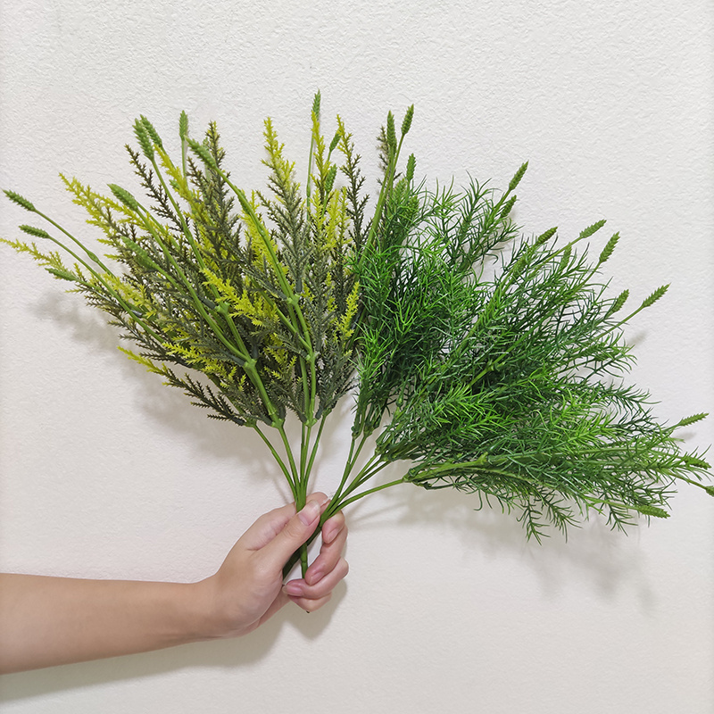 Home DIY Decoration Artificial Plants Fern Bush Fake Grass Pots Flower Arrangement Leaves Branch Artificial Grass