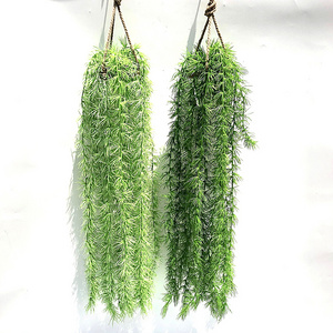 Latest design Real Touch Artificial greenery Hanging Vine with pot macrame wall hanging bonsai for home office party decoration