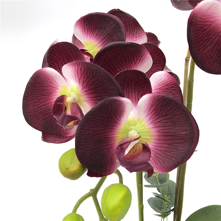 10Heads Artificial Flower Butterfly Orchid flower Artificial Bonsai Phalaenopsis Orchid plant Set Real Touch flower