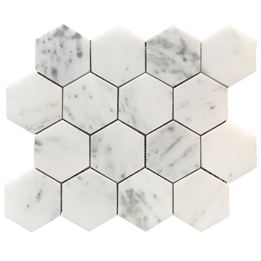 Oscar White Marble cheap marble mosaics octagon marble with dots 300x300mm on a net stone mosaic tile for floor from indonesia