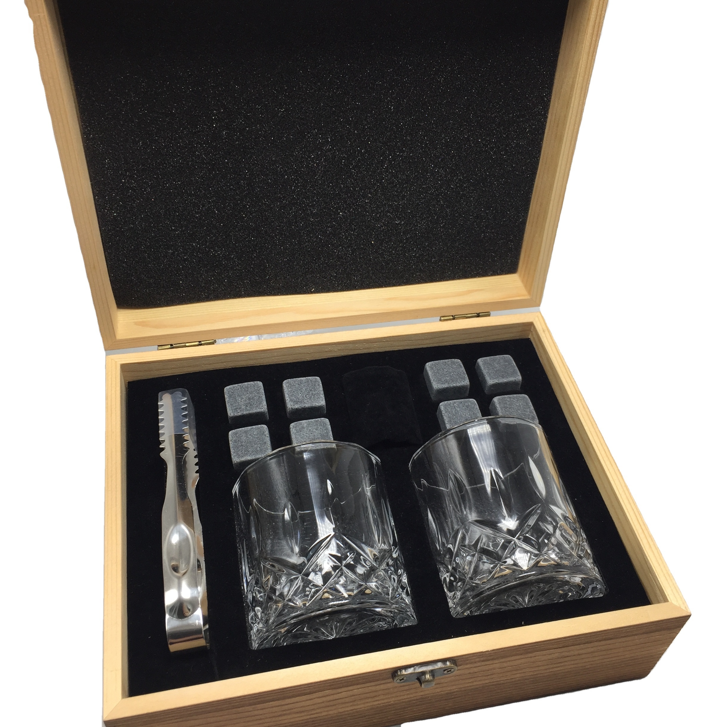 top seller Whisky Glass Gift set Whiskey Stones with Old Fashion wine Glass and stainless steel ice cube whiskey stone