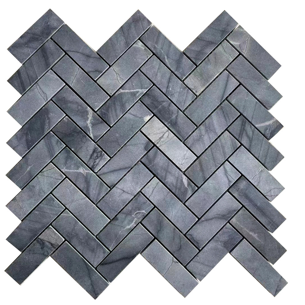 Doris Grey Polished marble mosaic tiles for floor herringbone 1x2 inch 23x48 mm Hotel and backsplash