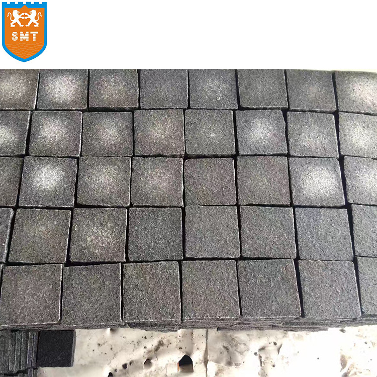 Paving stone mesh paver G654 basalt surface burning residue machine cutting outdoor natural cobble stone walkway pavers