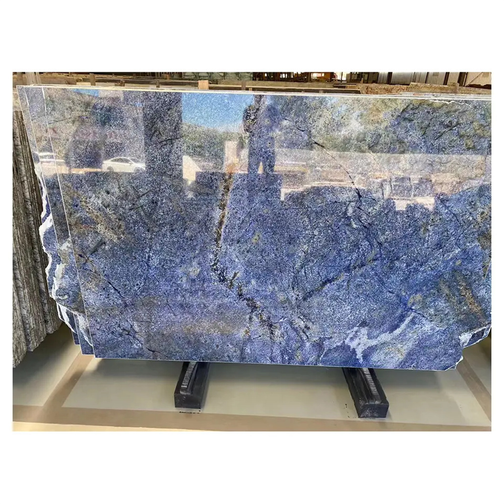 Gangsaw slab polished 20mm thickness blue onyx dark blue marble slab for counter top