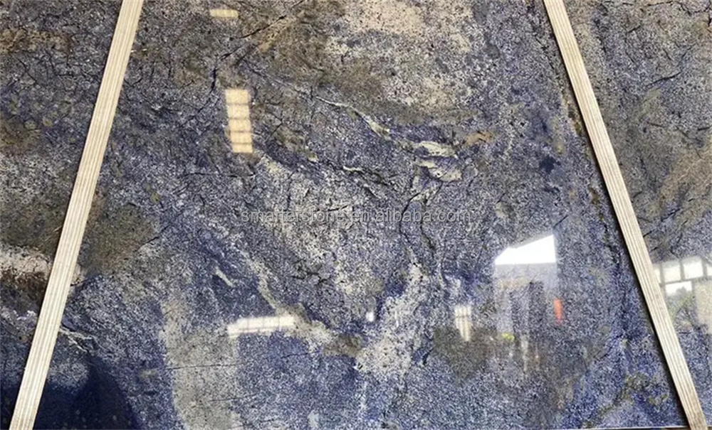 Gangsaw slab polished 20mm thickness blue onyx dark blue marble slab for counter top