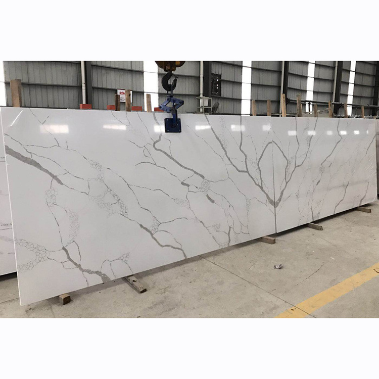 Custom Made Matched Calacatta White Countertops Quartz Stone For Bathroom Tiles Walls And Floors