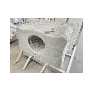 carrara white marble natural stone tile polished slab unique pedestal sinks marble top basin Curved countertop dupont edge