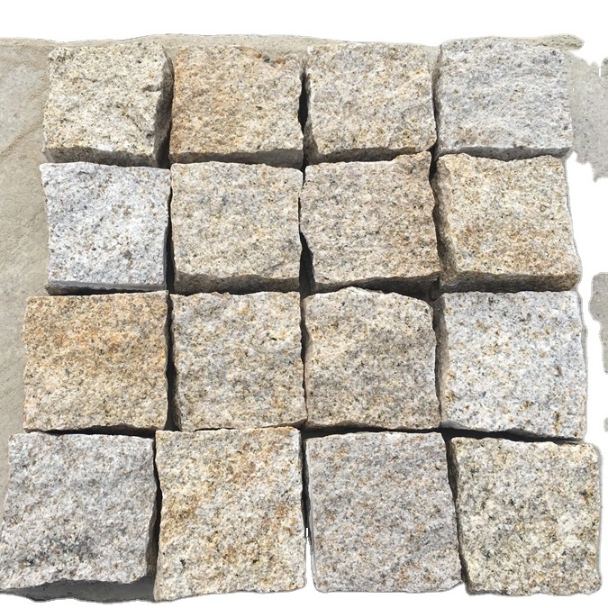 Chinese Green Grey Granite Paving Stone Tile G682 all natural face small square outdoor natural granite paving stone